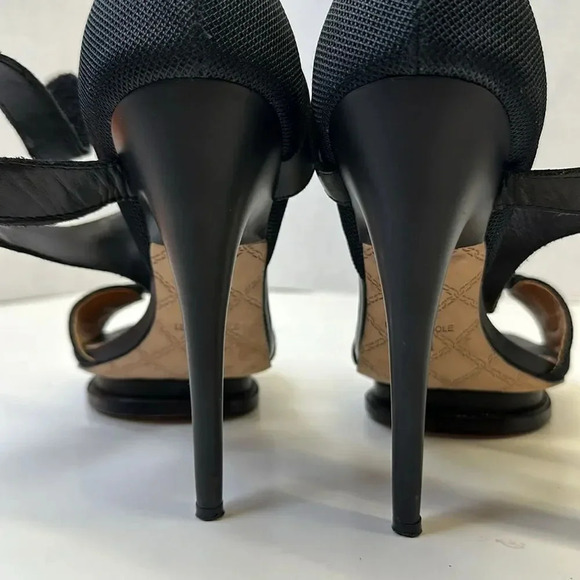 LAMB by Gwen Stefani High Heels Stiletto Platform Leather Shoes Black Size 8.5 - Picture 5 of 12